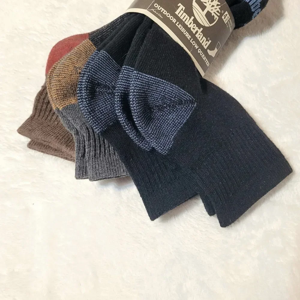 Timberland Outdoor Leisure Low Quarter Socks 4 Pack Mens OSFM Shoe 9-12 New OOS
